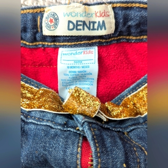 Wonderkids Baby Girl's Fleece Lined Denim/Jeans With Heart Shaped Pockets - Picture 5 of 8